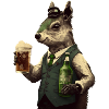Écureuil chic monsieur avec bière