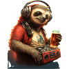 Cool Sloth DJ with beer