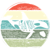Retro Whale Sunset Circle