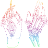 Regenbogen Skelett Hände Boho Gothic