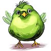 Dicker grüner Vogel