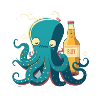 Funny squid with beer