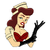 Pinup infirmère aux gants noirs