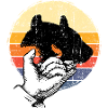 Dog Silhouette Retro Sunset