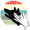 Retro Sunset Hand Silhouette