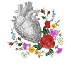 Cœur anatomique et fleurs