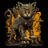Goldene Roboter-Katze süß spielend Android