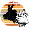 Retro Sunset Peace-Zeichen-Silhouette