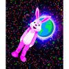 Pink rabbit in space
