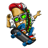 Taco Skateboard Skater Skating Dinco de Mayo