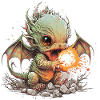 Flammender Baby-Drache süßer Schrecken