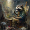 Raccoon artists in their minds