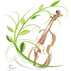 Violin with flower tendril, musician