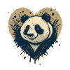 Panda Heart Ink Illustration