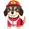 Puppy, dog as firefighter