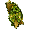 Green ladybug with leaf accents