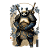 Panda samuraihaarniskassa ukiyo-e-tyyliin