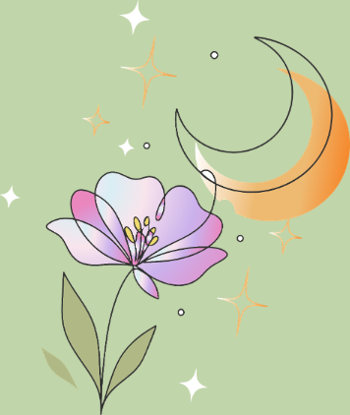Art Ligne Fleur et Lune - Mystère Nocturne