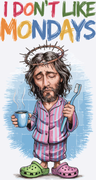 Lustiges Montagsshirt mit Jesus