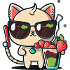 Cat with sunglasses and cocktail