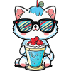 Fancy cat: sunglasses and cocktail