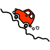 Red car going up hill