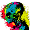 Cool Retro Futuristic Alien - Rainbow