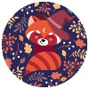 red panda with autumn pattern
