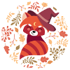 red panda with autumn pattern