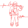 Firefighter One Line Art rot