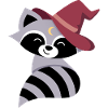 Raccoon with magic hat