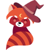 red panda with magic hat