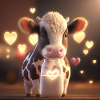 cute cow with hearts