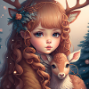 Cerf avec fille