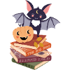 Bat on Halloween Book Stack
