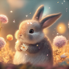 cute rabbit with flowers