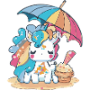Ein Einhorn mit Regenbogenhaar