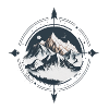 Boussole minimaliste avec montagnes