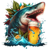 Cool shark drinking beer
