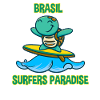 Turtle on surfboard with sunscreen