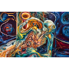 Neon Skeleton in Cosmic Embrace