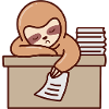 Paresseux, travail, endormissement, bureau,