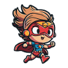 Cute superheroine with comic-style cape