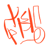 Abstract calligraphy in orange