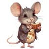 Happy mouse with chocolate biscuit