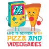 Pizza et jeux vidéo Kawaii