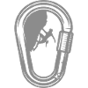 Climbing silhouette in carabiner