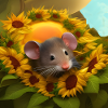 Mouse among sunflowers