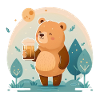 doux ours heureux avec bière