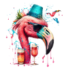 Beer Flamingo with Party Hat